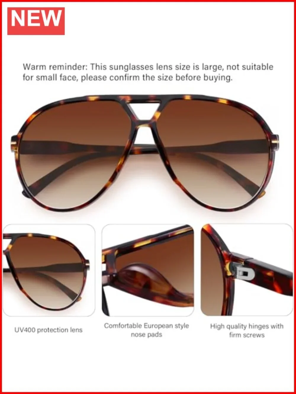 Oversized Retro Aviator Sunglasses Women Men Classic 70s Vintage Style Large